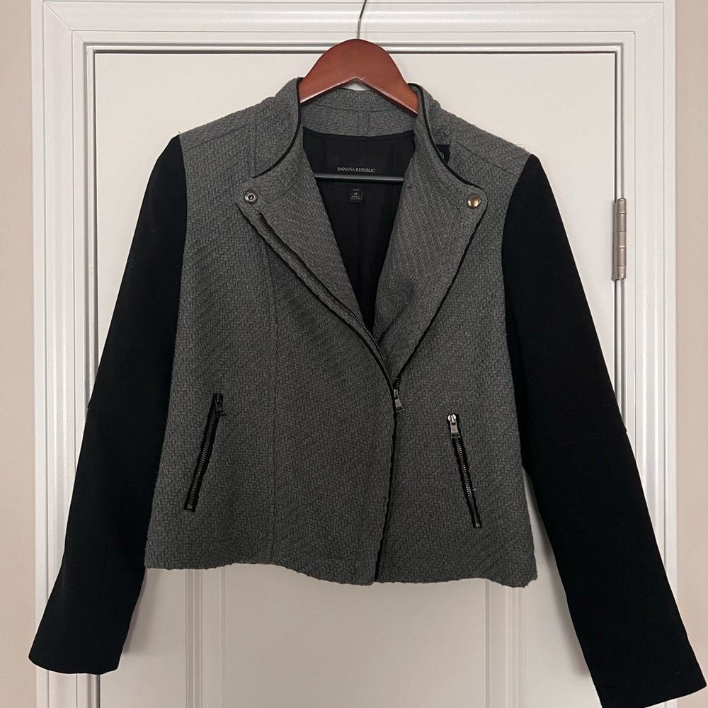 Banana Republic Moto Grey/Black Moto Jacket